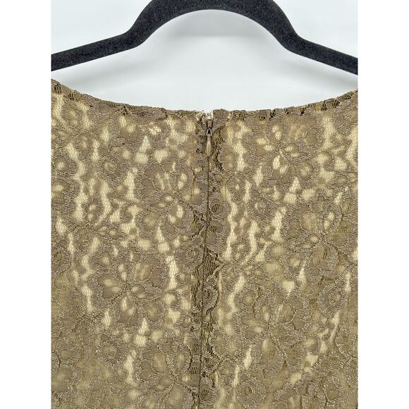 Lauren Ralph Lauren New! Knee Length Mini Dress Gold Lace Formal Cocktail Size 8 - Picture 8 of 12